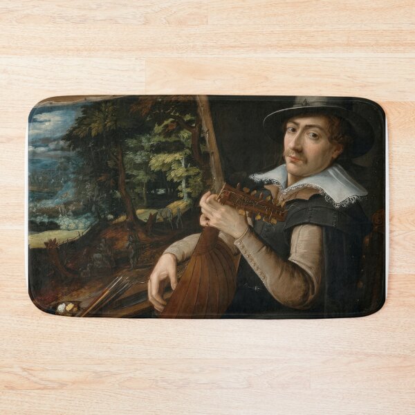 Item preview, Paul Bril Self Portrait with Lute Baroque Painting designed and sold by TheSoulOfArt.