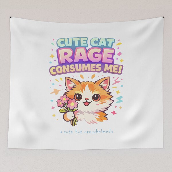 Item preview, Cute Cat Rage Consumes Me – Adorable Introvert Cat Meme designed and sold by OlizaPrint.