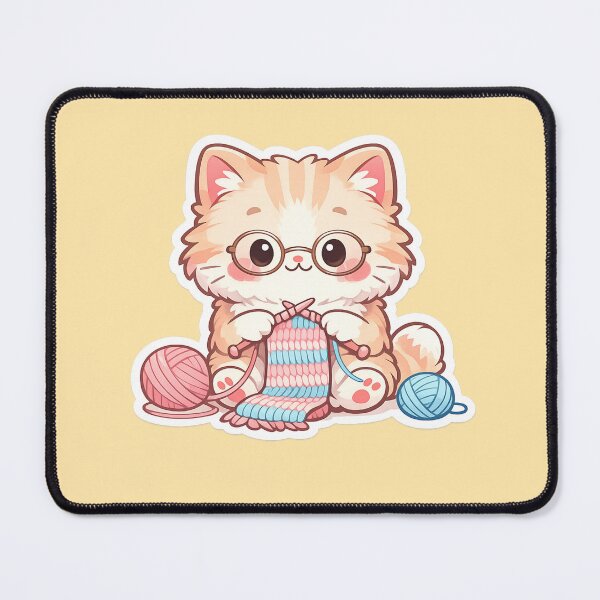Item preview, Knitting Cat with glasses designed and sold by Iail Ioa.