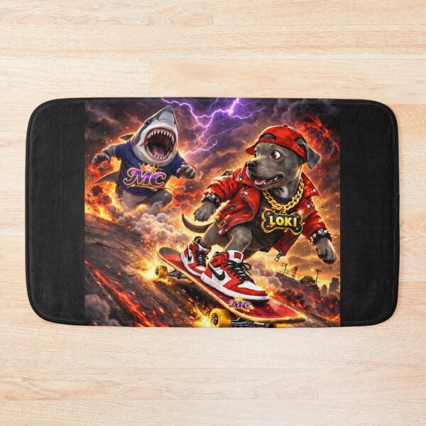 Item preview, Loki excape from shark -firestorm skateboard chase designed and sold by Mishco courier co.