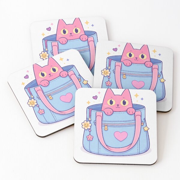 Item preview, Cute Cat in Bag Kawaii Illustration – Pastel Aesthetic Kitty Design designed and sold by DrizzyV.