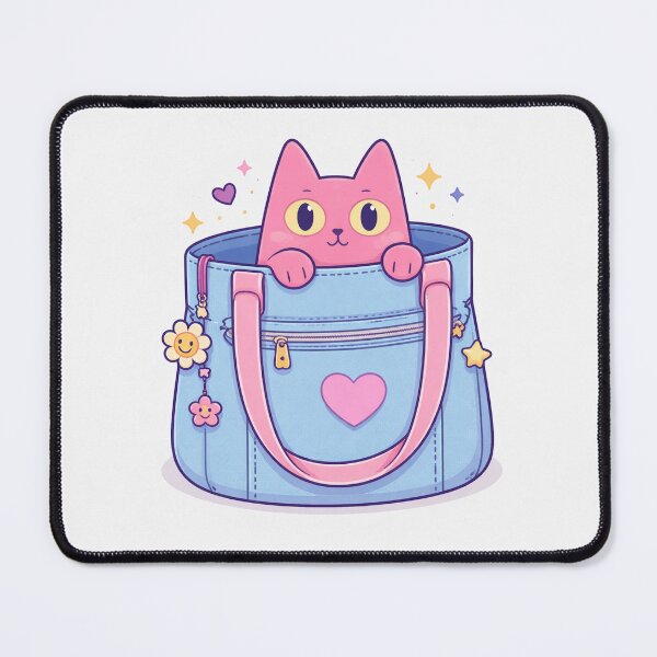 Item preview, Cute Cat in Bag Kawaii Illustration – Pastel Aesthetic Kitty Design designed and sold by DrizzyV.