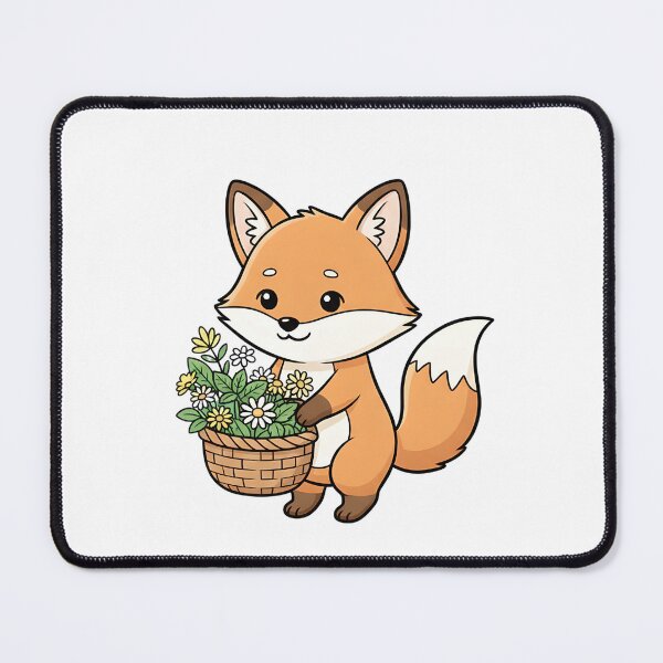 Item preview, Cute Fox Holding Flower Basket designed and sold by Biwbiwty.