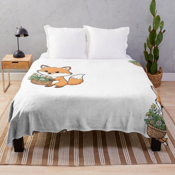 Item preview, Cute Fox Holding Flower Basket designed and sold by Biwbiwty.