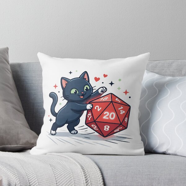 Item preview, Mischievous Black Cat Playing with Giant D20 Dice designed and sold by Kvarny.