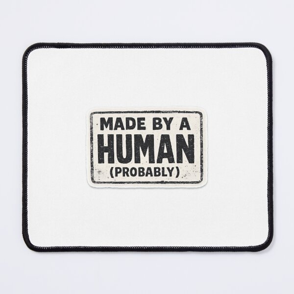 Item preview, Made By A Human Probably – Vintage Rubber Stamp Typography Humor designed and sold by Samuel	 Collings.