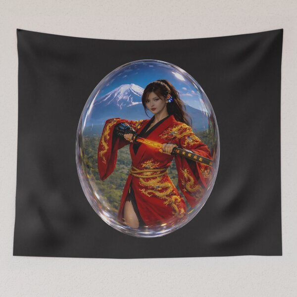 Item preview, Dragon Samurai Crystal – Futuristic Japanese Warrior with Mount Fuji designed and sold by Dragon-Samurai.