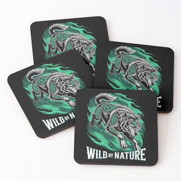Item preview, Wild By Nature – Grey Celtic Tattoo Wolf Emerald Flame Vortex St. Patrick's Day designed and sold by DarylWelsh2024.