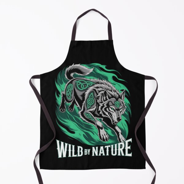 Item preview, Wild By Nature – Grey Celtic Tattoo Wolf Emerald Flame Vortex St. Patrick's Day designed and sold by DarylWelsh2024.