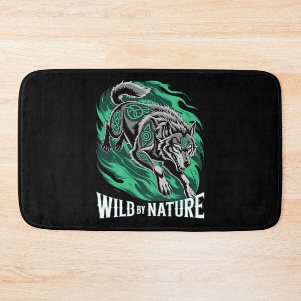 Item preview, Wild By Nature – Grey Celtic Tattoo Wolf Emerald Flame Vortex St. Patrick's Day designed and sold by DarylWelsh2024.