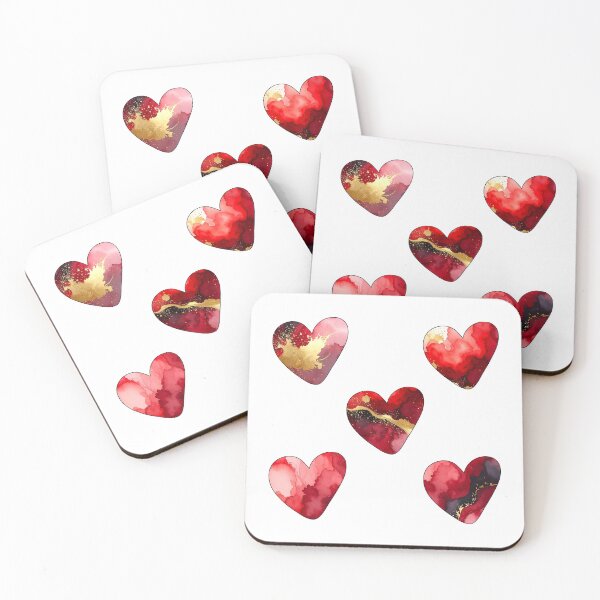Item preview, Watercolor Hearts in Red and Gold designed and sold by katifinell.