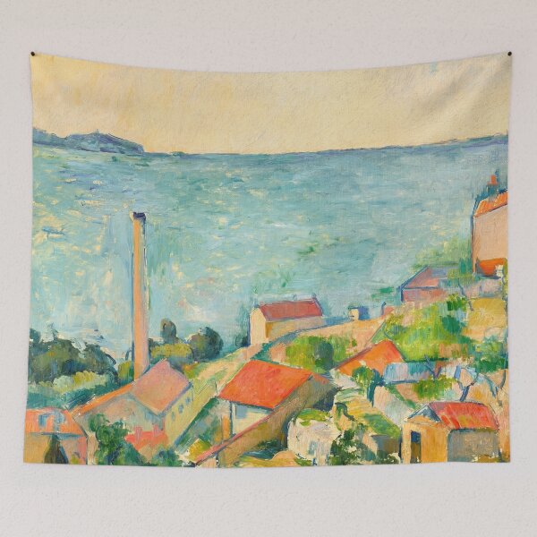 Item preview, La Mer a Lestaque by Paul Cézanne: Sunlit Mediterranean Coastal Poster designed and sold by artofuniverse.