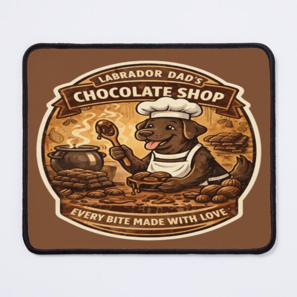 Item preview, Labrador Dad's Chocolate Shop | Chocolate Lab Chef Vintage Badge | Funny Dog Chocolate Lover Gift designed and sold by PawPrintCustom.