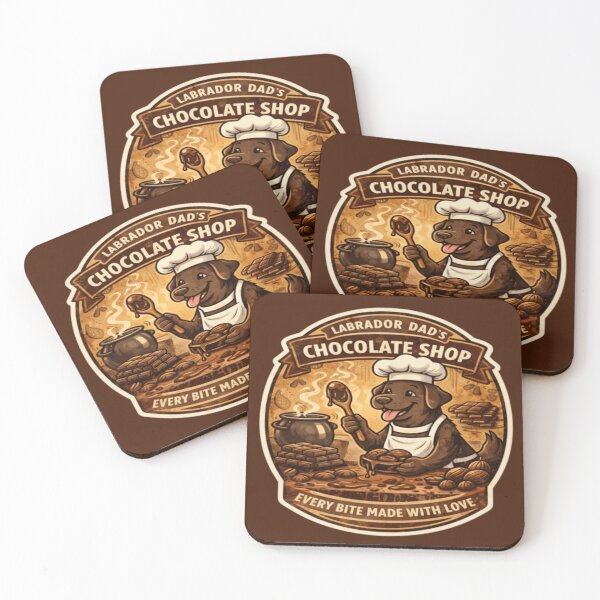 Item preview, Labrador Dad's Chocolate Shop | Chocolate Lab Chef Vintage Badge | Funny Dog Chocolate Lover Gift designed and sold by PawPrintCustom.