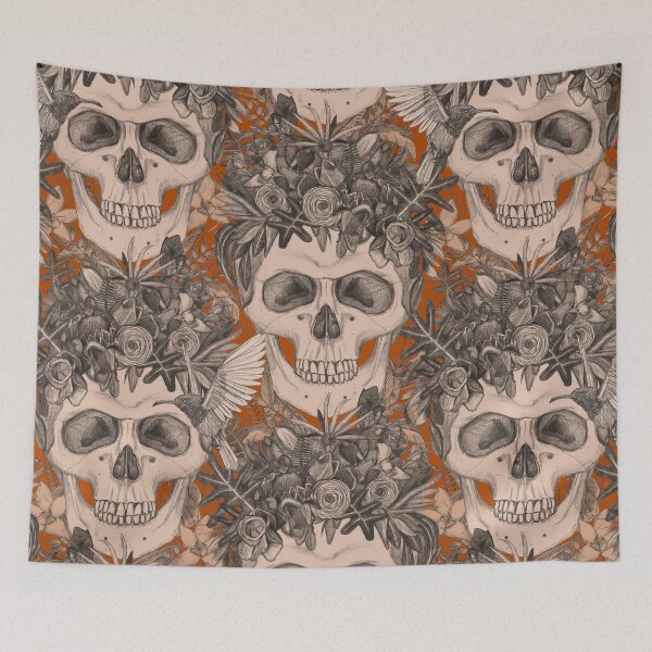 Item preview, skull damask rust designed and sold by scrummy.
