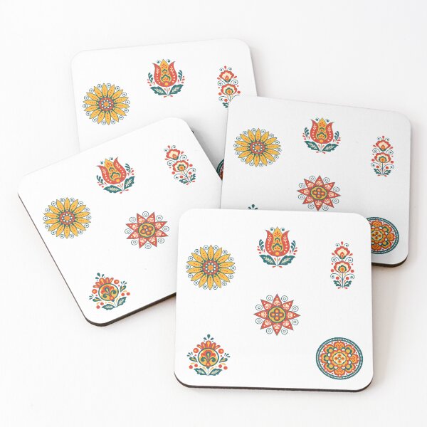 Item preview, Scandinavian Folk Art Flowers 6 Sticker Pack – Colourful Floral Motifs by heidiannemorris © designed and sold by FOLK ART FUSION by heidiannemorris.