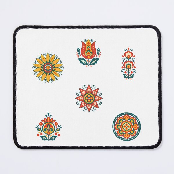 Item preview, Scandinavian Folk Art Flowers 6 Sticker Pack – Colourful Floral Motifs by heidiannemorris © designed and sold by FOLK ART FUSION.