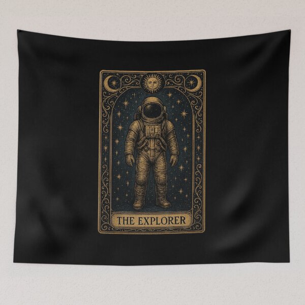 Item preview, The Explorer - Astronaut Tarot Card Cosmic Illustration designed and sold by MKreative Studio.