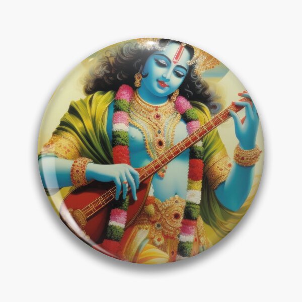 Item preview, Krishna plays Veena in divine cloudscape art designed and sold by Mauswohn.