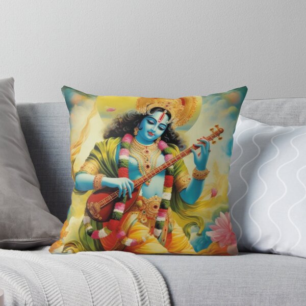 Item preview, Krishna plays Veena in divine cloudscape art designed and sold by Mauswohn.