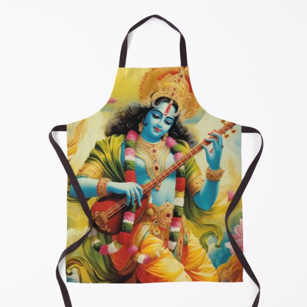 Item preview, Krishna plays Veena in divine cloudscape art designed and sold by Mauswohn.