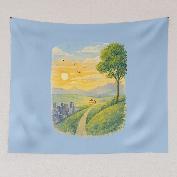 Item preview, Sunset Path Above the City – Peaceful Nature Landscape designed and sold by blankTeeShirt.