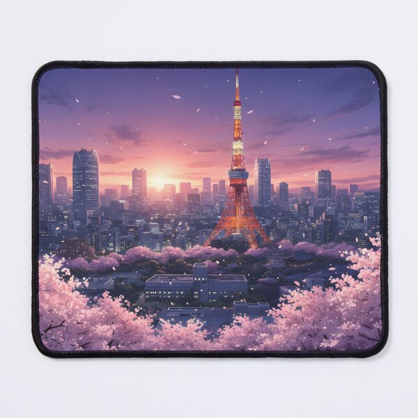 Item preview, Tokyo Tower Cherry Blossoms Sunset - Your Name Anime City Aesthetic designed and sold by Chibifaceneko.