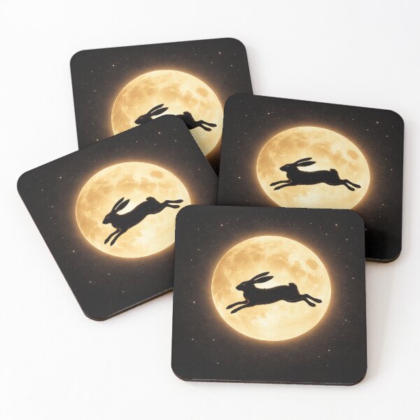Item preview, Hare Jumping Across Full Moon – Night Sky Rabbit Silhouette Art designed and sold by chihuahuashower.