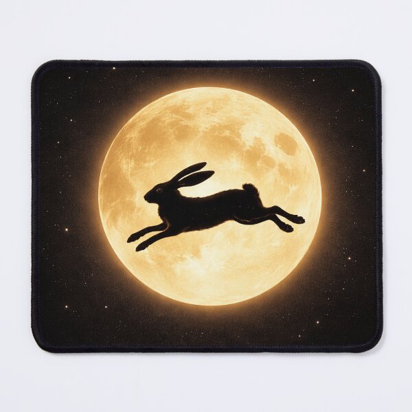Item preview, Hare Jumping Across Full Moon – Night Sky Rabbit Silhouette Art designed and sold by chihuahuashower.