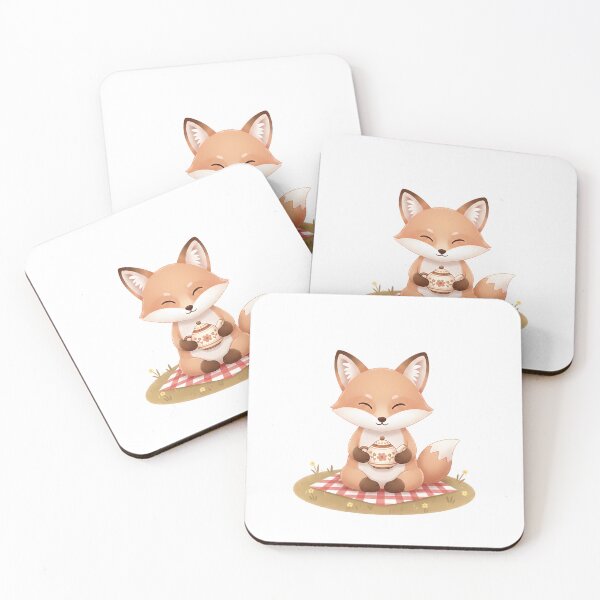 Item preview, Cute Picnic Fox Drinking Tea designed and sold by Biwbiwty.