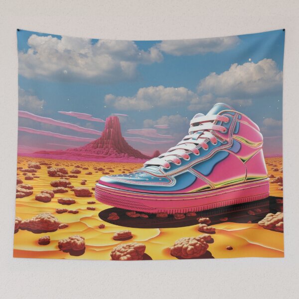 Item preview, Holographic high-top sneaker in a surreal desert landscape designed and sold by Mauswohn.
