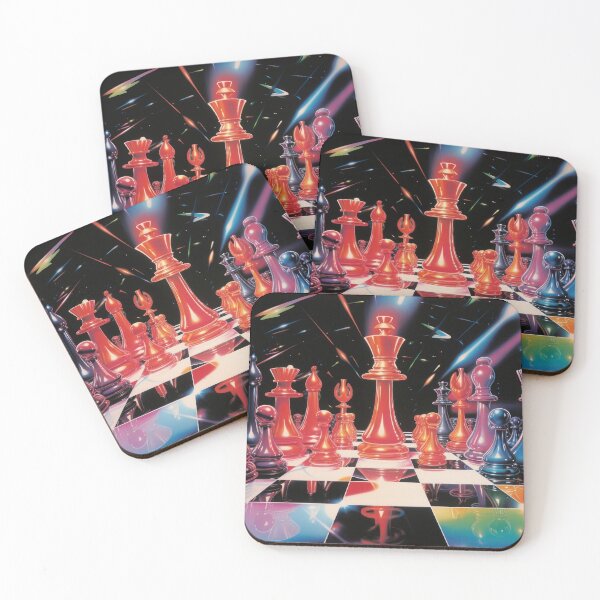 Item preview, Neon Disco Chessboard with Glowing Pieces Design designed and sold by Mauswohn.