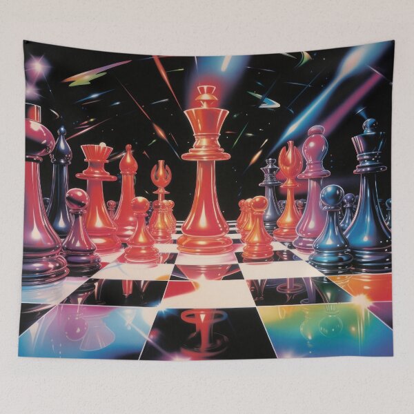 Item preview, Neon Disco Chessboard with Glowing Pieces Design designed and sold by Mauswohn.