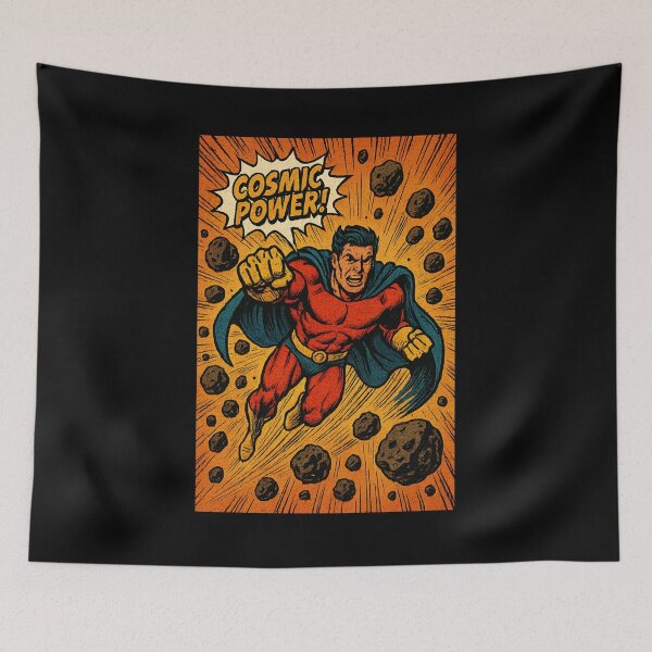 Item preview, Cosmic Power Comic Hero - Retro Space Action Illustration designed and sold by MKreative Studio.