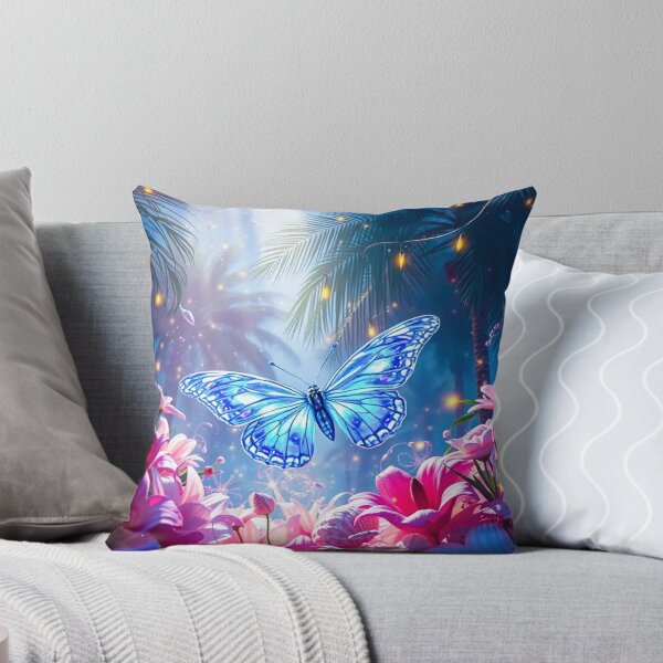 Item preview, blue butterfly and paradise flowers designed and sold by PurvaNimfaMagic.