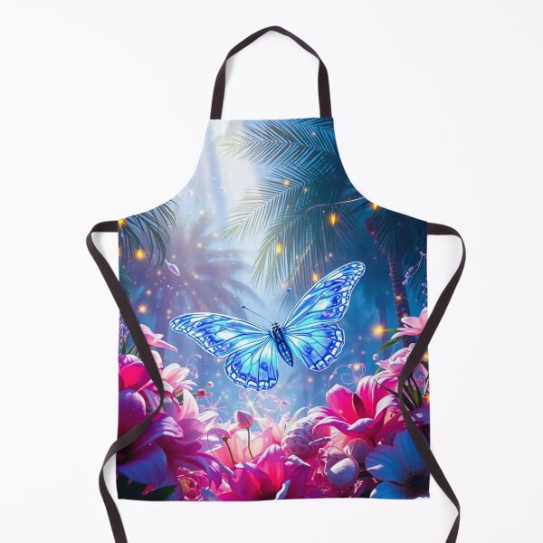 Item preview, blue butterfly and paradise flowers designed and sold by PurvaNimfaMagic.
