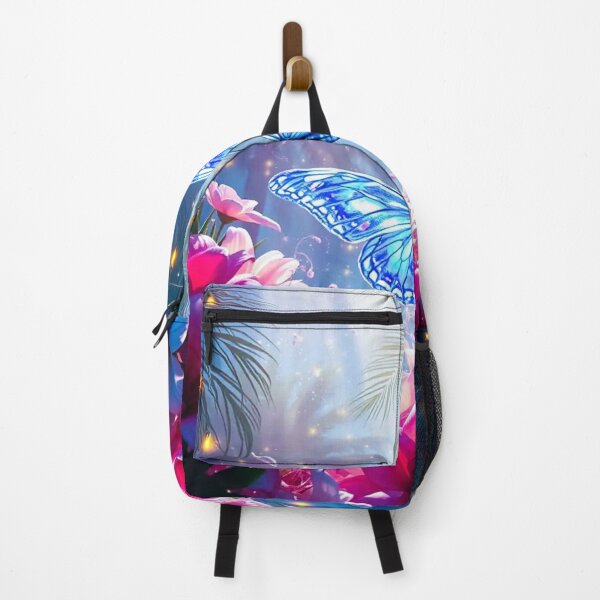 Item preview, blue butterfly and paradise flowers designed and sold by PurvaNimfaMagic.