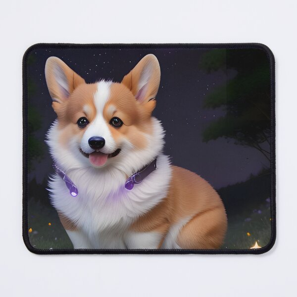 Item preview, Cute Corgi Sitting on Grassy Hill Crescent Moon Night Sky designed and sold by CanineCourier.