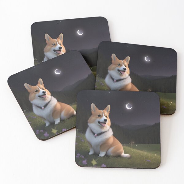 Item preview, Corgi on Grassy Hill Perfect Crescent Moon Purple Night Sky designed and sold by CanineCourier.