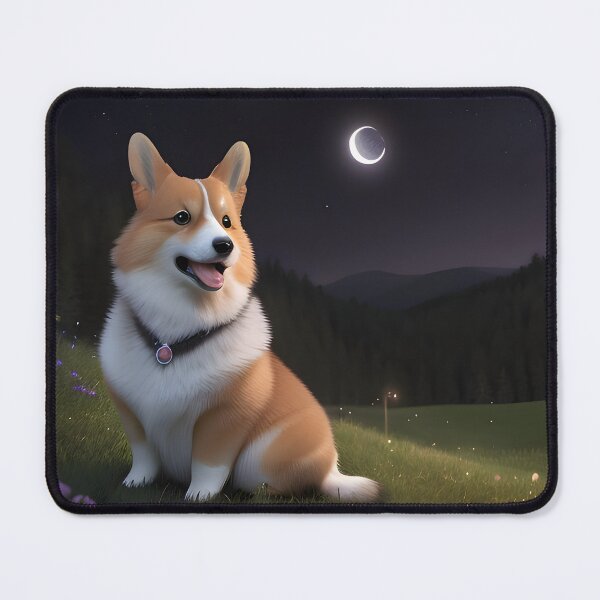 Item preview, Corgi on Grassy Hill Perfect Crescent Moon Purple Night Sky designed and sold by CanineCourier.