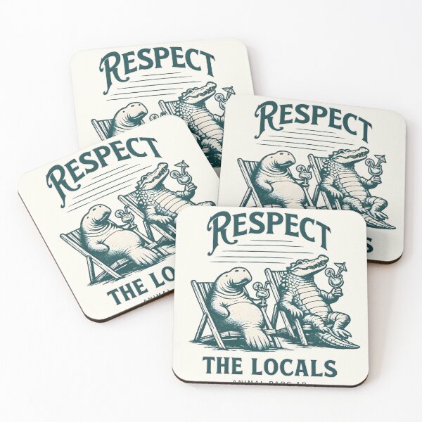 Item preview, Respect The Locals Manatee & Alligator Beach Vibes Retro Illustration designed and sold by tarzbol.
