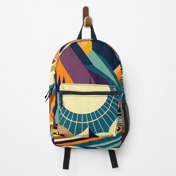 Item preview, Geometric Mountain Valley with Sunburst Sky designed and sold by InkSmithery.