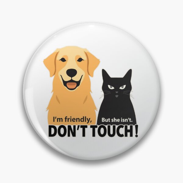 Item preview, I’m Friendly But She Isn’t Don't Touch | Golden Retriever & Black Cat Funny Couple designed and sold by PROPera-design.
