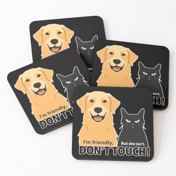 Item preview, I’m Friendly But She Isn’t Don't Touch | Golden Retriever & Black Cat Funny Couple designed and sold by PROPera-design.