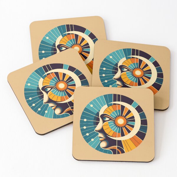 Item preview, Geometric Abstract Face with Radiating Sunburst designed and sold by InkSmithery.