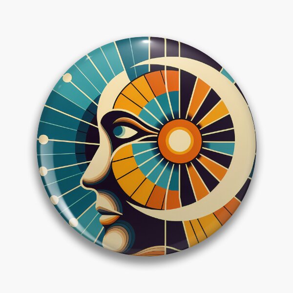 Item preview, Geometric Abstract Face with Radiating Sunburst designed and sold by InkSmithery.