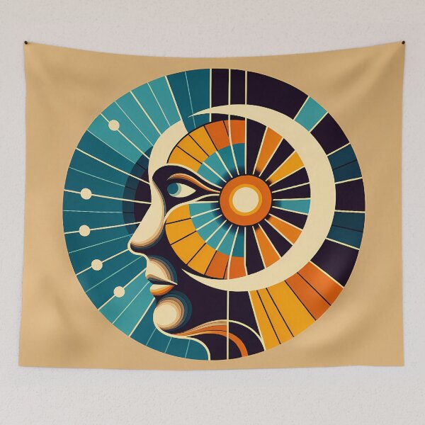 Item preview, Geometric Abstract Face with Radiating Sunburst designed and sold by InkSmithery.