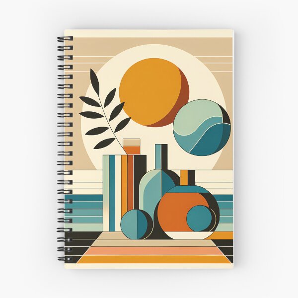 Aperçu de l'œuvre Nature morte minimaliste scandinave avec soleil et vases créée et vendue par InkSmithery.