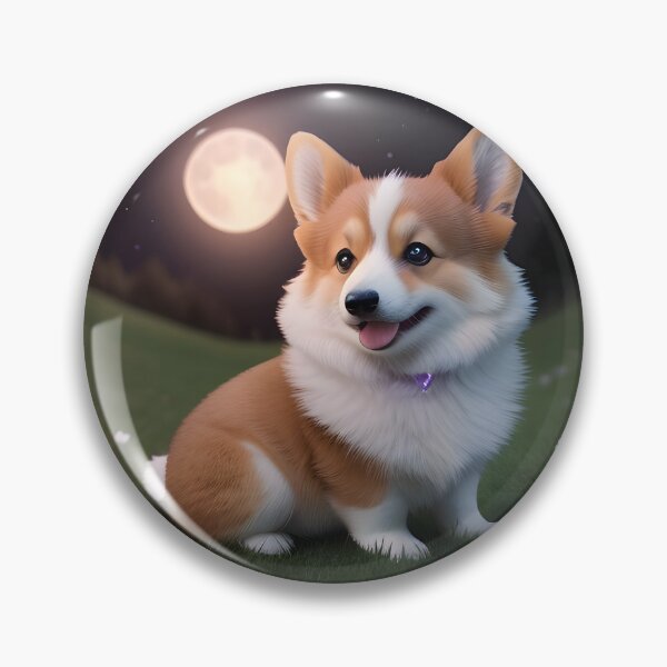 Item preview, Cute Corgi on Grassy Hill Glowing Full Moon Night Sky designed and sold by CanineCourier.
