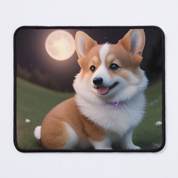 Item preview, Cute Corgi on Grassy Hill Glowing Full Moon Night Sky designed and sold by CanineCourier.